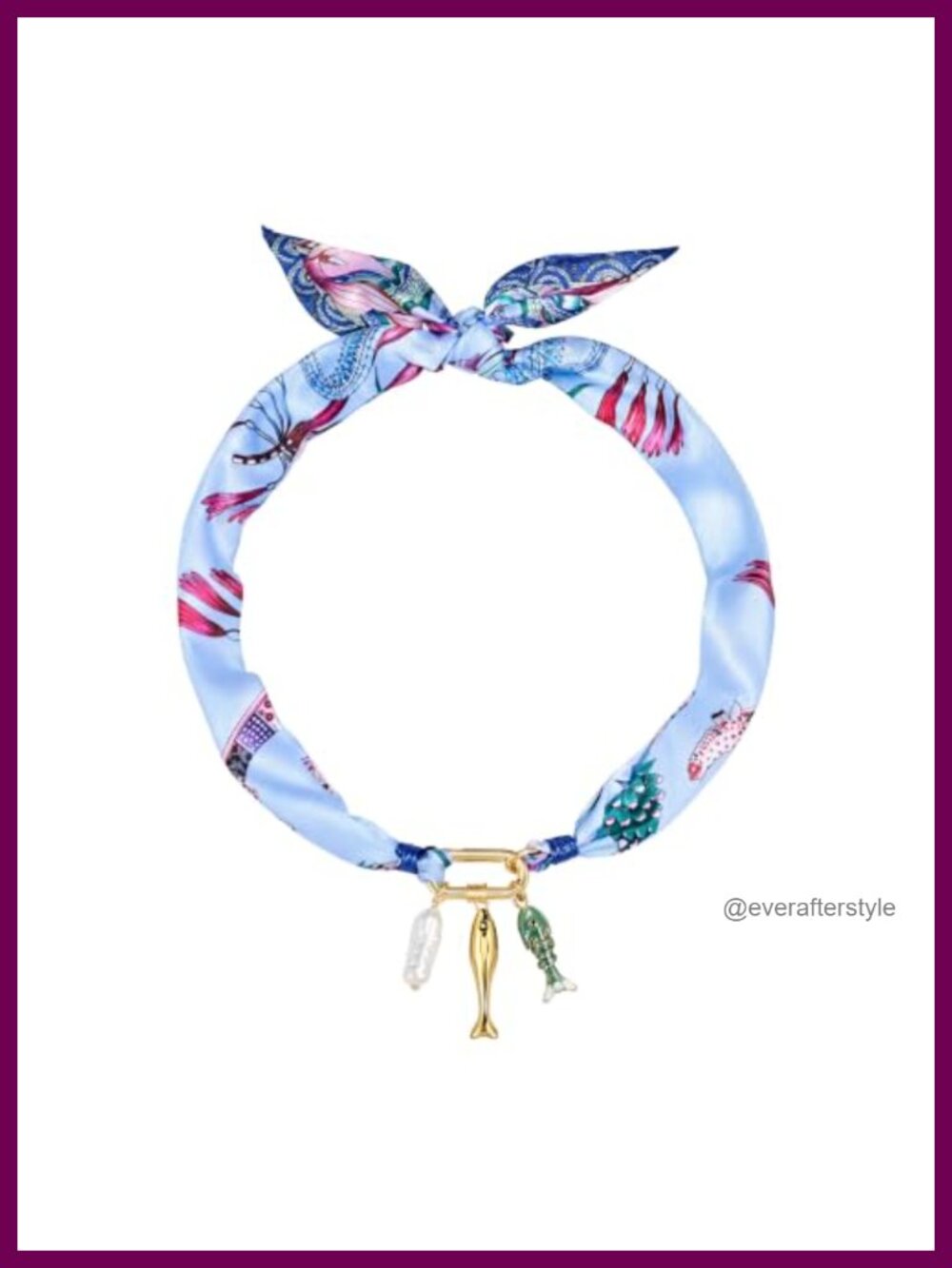 Silk Scarf Charm Necklace Women Gold Plated Tie Closure Bohemian Ocean